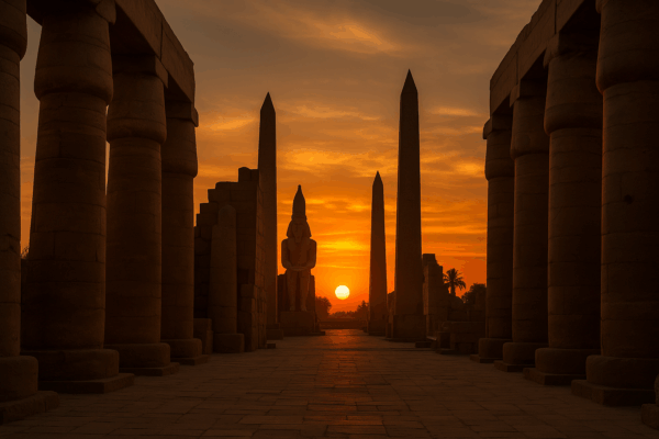 Luxor-tempelet ved solnedgang